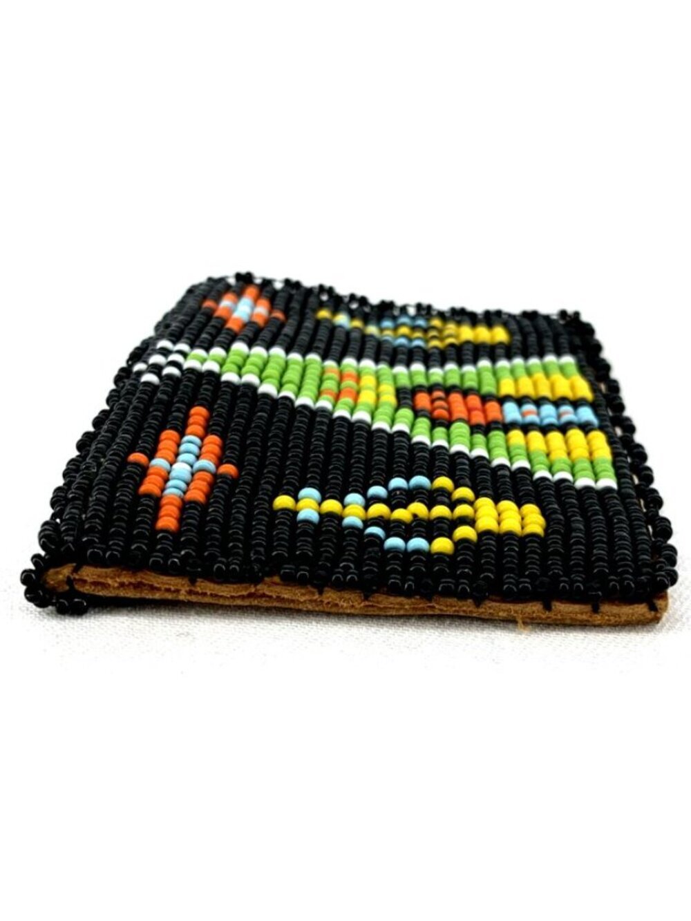 Native American Coin Purse Hand Beaded Leather Pouch Tipi 2.5" x 3" - Picture 8 of 8